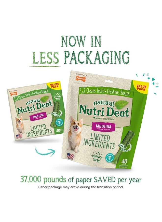 Nylabone - Nutri Dent Dog Dental Treats  Natural Dog Teeth Cleaning & Breath Freshener  Dental Treats For Dogs  Fresh Breath Flavor, Medium (40 Count) - Image 1