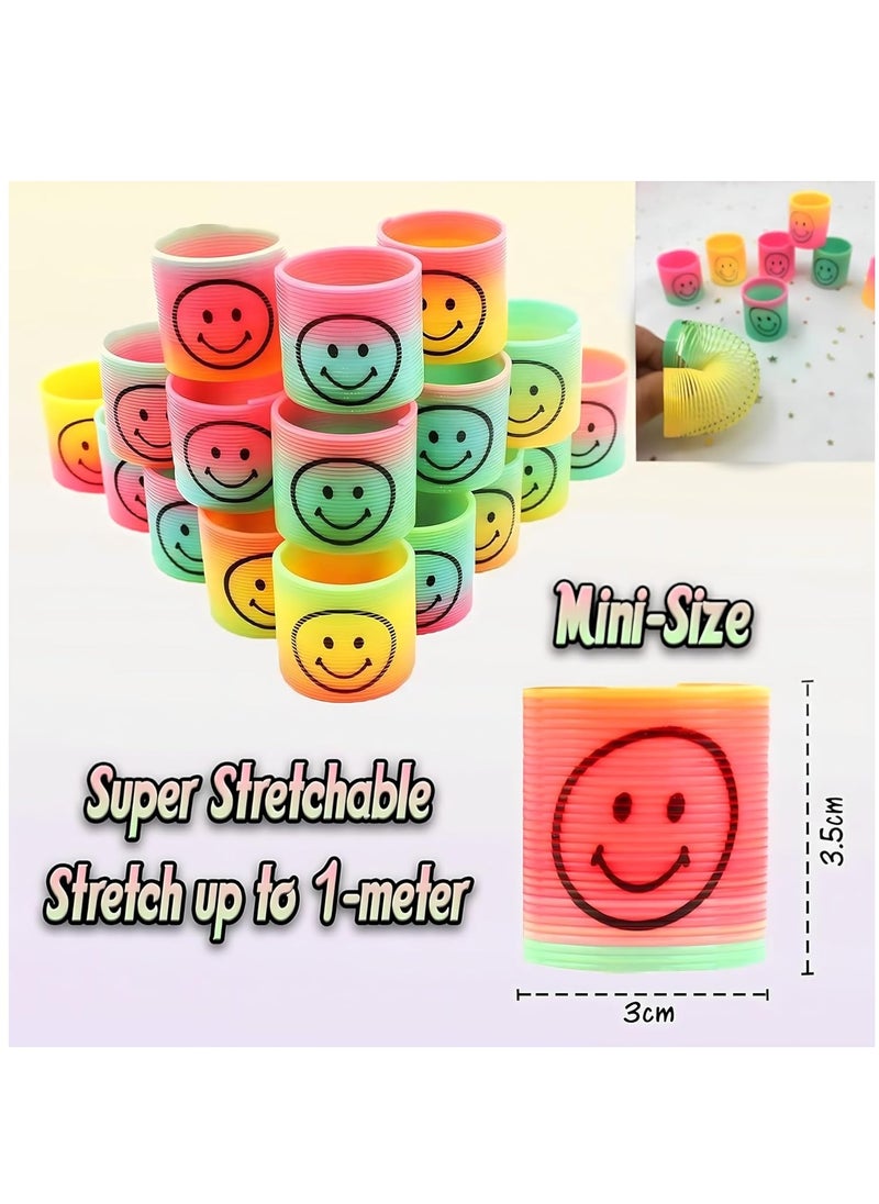 MAGIC VAULT Party Favors For Kids (12 Bouncy Balls & 12 Smiley Face Rainbow Spring, 12 Flashing Gyro Spinner) party supplies Spinning Tops, Bouncy Balls, Smiley Face Rainbow Spring For Kids Birthday Party  - Image 4