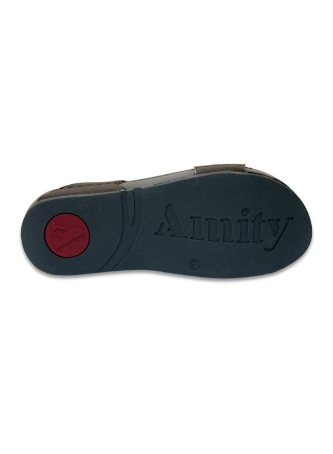 Amity Men's Brown Slide Sandals, Faux Leather Casual Slip‑on Slippers - Image 5