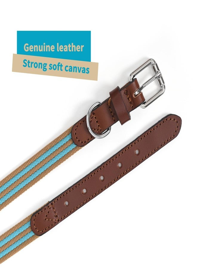 Mile High Life | Genuine Leather Dog Collar | Heavy Duty Canvas Dog Collars with Adjustable Rust-Proof Metal Pin Buckle | Boy Dog Collars for Large Dogs(Pin Buckle-Turquoise Green) - Image 4