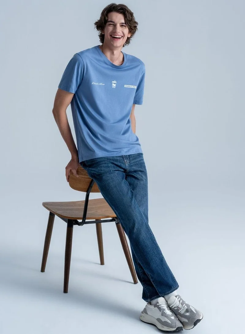 GIORDANO Men's Slim Fit Cotton Jersey Message Print Tee