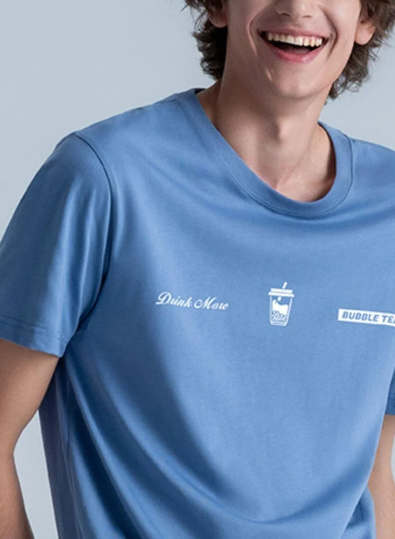 Men's Slim Fit Cotton Jersey Message Print Tee