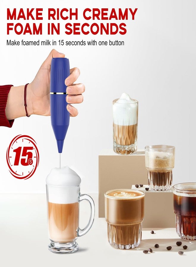 Homexup Handheld Milk Frother 14,000 RPM Drink Mixer Wand with Stand & Stirring Spoon Quiet One-Button Operation, Non-Slip Handle, Detachable Whisk Head for Coffee, Lattes, Cappuccinos, Matcha (Blue) - Image 3