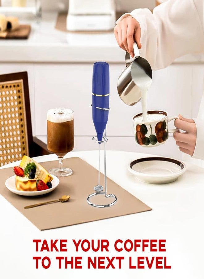 Homexup Handheld Milk Frother 14,000 RPM Drink Mixer Wand with Stand & Stirring Spoon Quiet One-Button Operation, Non-Slip Handle, Detachable Whisk Head for Coffee, Lattes, Cappuccinos, Matcha (Blue) - Image 5