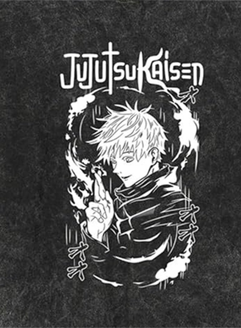 Washed retro T-shirt street hip hop anime Jujutsu Kaisen casual cotton summer short sleeves - Image 3