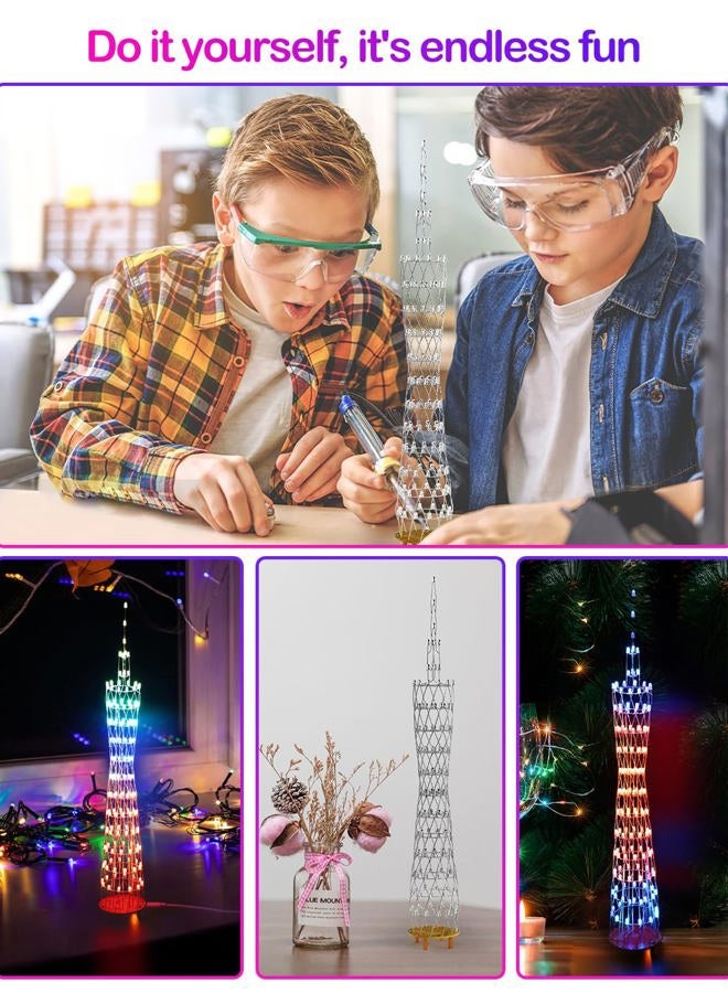 iCubeSmart Led Canton Tower Model DIY Electronic Kit, Handmade Soldering Project Kit, 12 Led Circles, Height 38cm. (GZT12) - Image 2