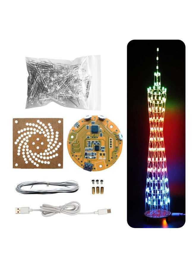 iCubeSmart Led Canton Tower Model DIY Electronic Kit, Handmade Soldering Project Kit, 12 Led Circles, Height 38cm. (GZT12) - Image 1