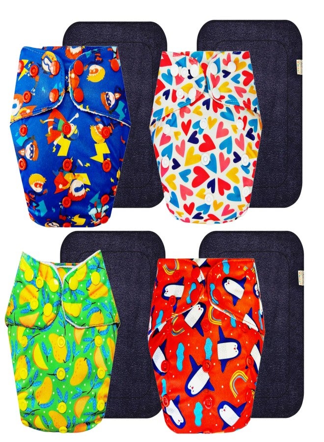 Dumbledo Premium Cloth Diaper with Black Insert (Pack of 4) | Hypoallergenic | Breathable | Adjustable Snaps | Designed by Moms | 3 Months - 3 Years | Unisex Baby - Image 1