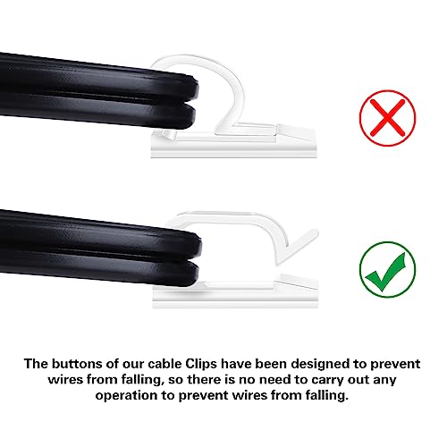 XHF 60 PCS XHF 5/8” Adhesive Cable Wire Clips Clear, Cable Staples Outdoor Cable Management Wire Organizer Cord Holder for Under Desk, Car, Wall, TV PC Ethernet Cable - Image 4