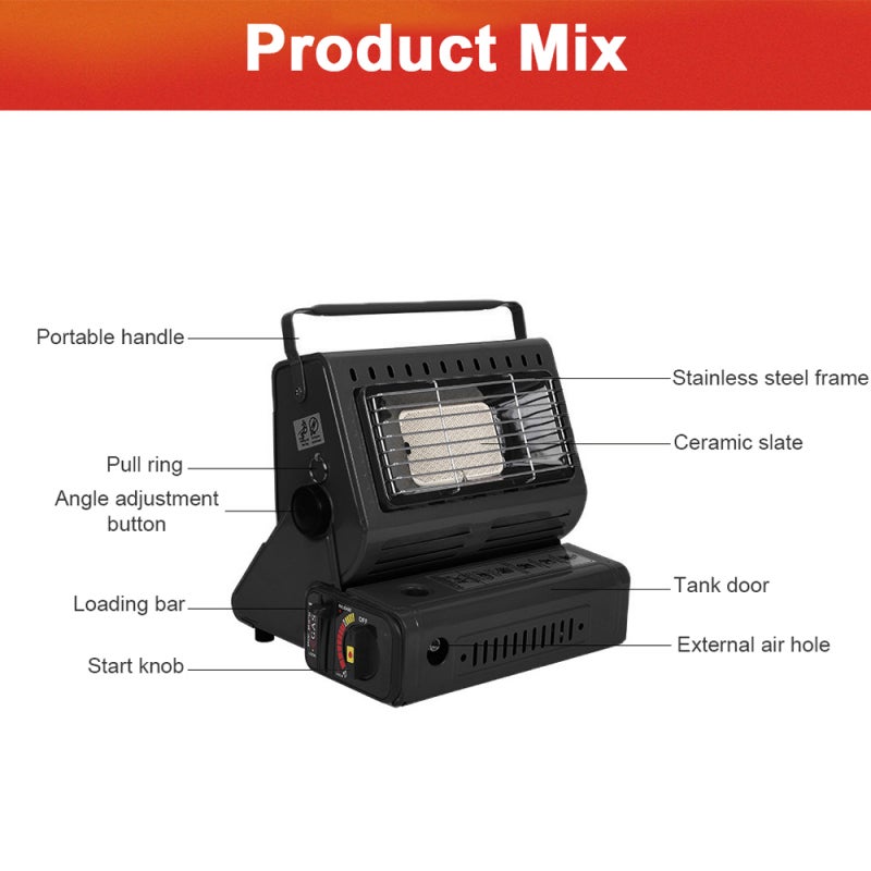 Portable Gas Heater 1300W: Piezoelectric Ignition - Adjustable Temperature Control, High-intensity Iron Build Ceramic Gas Heater for Camping, Fishing, Outdoor Garden Use - Image 4