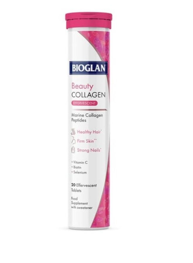 BIOGLAN Effervescent Collagen Tablets | 1000 mg | Hydrolyzed Marine Collagen with Biotin, Selenium & Vitamin C - 20 Effervescent Tablets, Raspberry Flavor - Image 2
