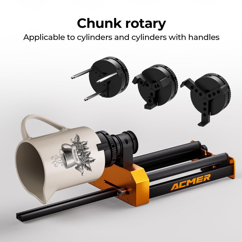 ACMER M4 Laser Rotary Roller, Laser Engraver Y-axis Rotary 360Â° Roller with 3-150mm Engraving Space for Engraving Cylindrical Objects, Ring, Suitable for ACMER P2, P1 and Most Laser Engraver - Image 2