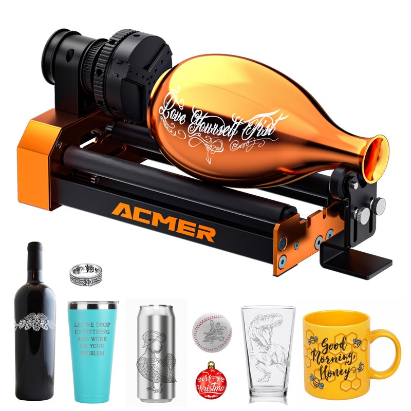 ACMER M4 Laser Rotary Roller, Laser Engraver Y-axis Rotary 360Â° Roller with 3-150mm Engraving Space for Engraving Cylindrical Objects, Ring, Suitable for ACMER P2, P1 and Most Laser Engraver - Image 1