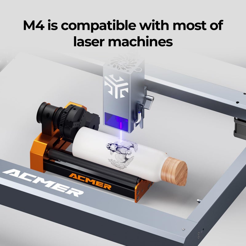 ACMER M4 Laser Rotary Roller, Laser Engraver Y-axis Rotary 360Â° Roller with 3-150mm Engraving Space for Engraving Cylindrical Objects, Ring, Suitable for ACMER P2, P1 and Most Laser Engraver - Image 4