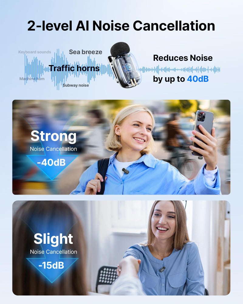 BOYA mini 2 Wireless Microphone for iPhone & Android, AI Noise Cancellation, App Control, Safety Track, 30H Battery Life with Charging Case, Lapel Microphone Wireless for Video Recording Podcast Vlog - Image 4