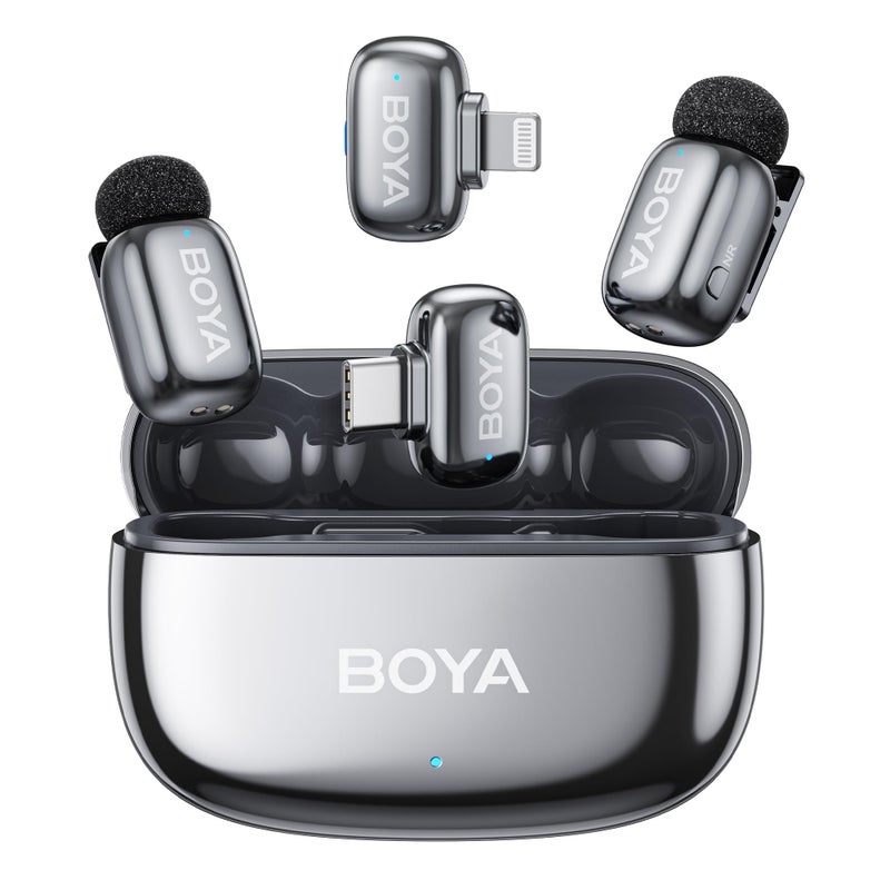 BOYA mini 2 Wireless Microphone for iPhone & Android, AI Noise Cancellation, App Control, Safety Track, 30H Battery Life with Charging Case, Lapel Microphone Wireless for Video Recording Podcast Vlog - Image 1