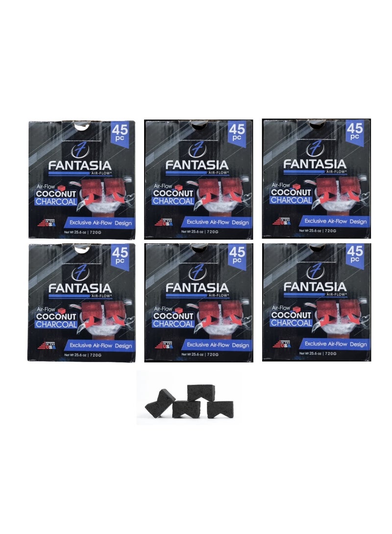 فانتازيا فحم جوز الهند النقي 100% للشوي و بخور ، سريع الاشتعال، عديم الطعم والرائحة وخالٍ من المواد الكيميائية، يحتوي على  (6x45)  قطعة - Image 1