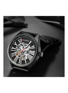 CURREN Men's Leather Automatic Self-wind Sports Watch 8299  - Image 5