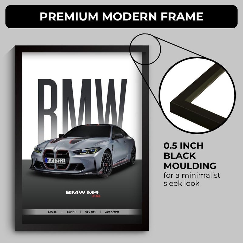 Funk You Store ملصق BMW M4 | ملصق مؤطر بحجم A4 لسيارة BMW (31 × 23 سم) | ملصق سيارة للحائط، هدية للأولاد | إطارات سيارات | ملصق BMW M4 | ملصق سيارة للحائط، غرفة النوم، السكن، غرفة الدراسة - Image 5