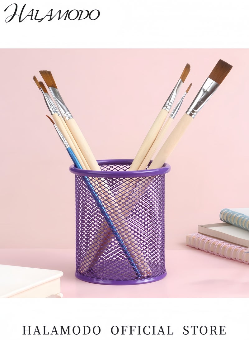 HALAMODO 4 Pcs Pen Holder Set with Non-Slip EVA Base Mesh Pencil Cup Organizers for Desk Metal Desktop Storage Organizer for Office School & Home Use  - Image 3
