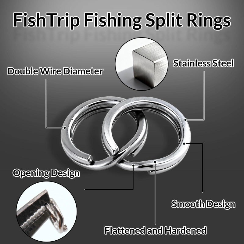 FishTrip Split Rings Fishing 50Pcs - Stainless Steel Heavy Duty Split Ring Pliers Saltwater Treble Hooks Terminal Tackle Connector (Size 4) - Image 2