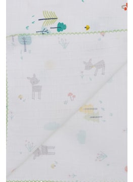 Breeze Newborn Baby Muslin Blanket Spring Themed Gazelle Patterned Ecru  - Image 2