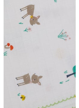Breeze Newborn Baby Muslin Blanket Spring Themed Gazelle Patterned Ecru  - Image 3