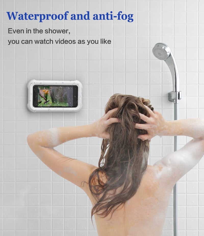 Mistriddle Waterproof Shower Phone Holder with 360Â° Rotation, Angle Adjustable, Wall Mounted Phone Holder for Bathroom Mirror Bathtub Kitchen, Up to 6.8 Inch (Upgraded) - Image 2