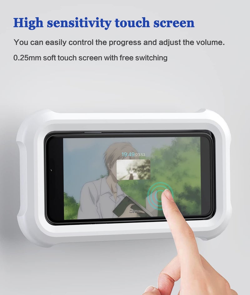 Mistriddle Waterproof Shower Phone Holder with 360Â° Rotation, Angle Adjustable, Wall Mounted Phone Holder for Bathroom Mirror Bathtub Kitchen, Up to 6.8 Inch (Upgraded) - Image 3