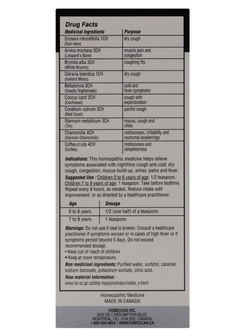 Homeocan Kids 0-9 Cough & Cold Nighttime Formula Syrup 100 Ml  - Image 2