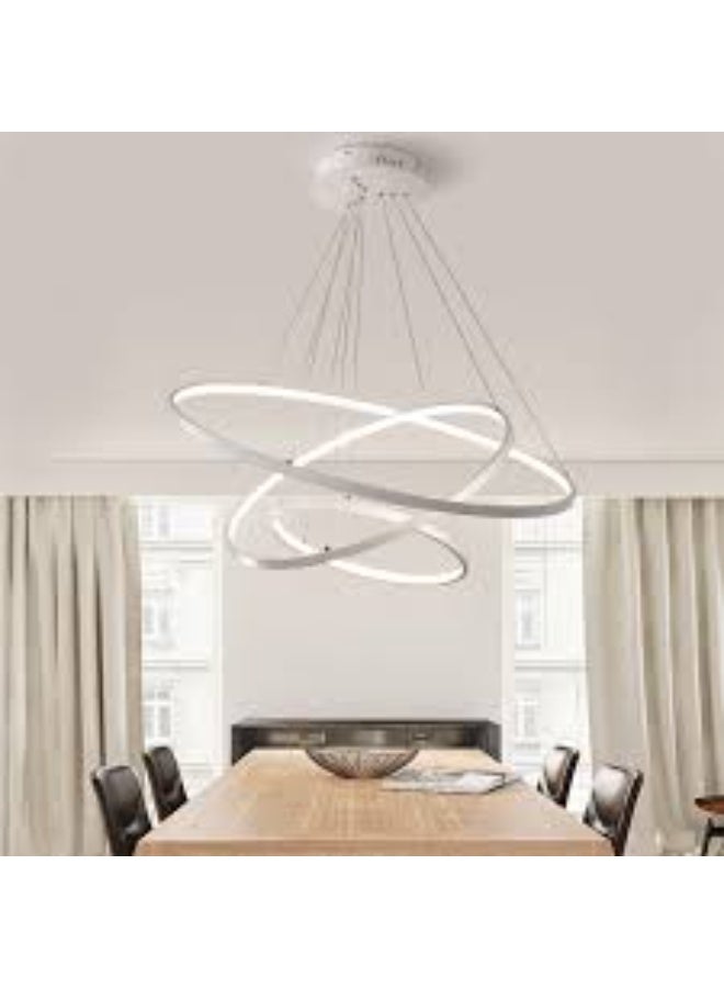 المفتاحة ثريا LED دائرية عصرية | وحدة إضاءة معلقة قابلة للتعديل والتعتيم | مصباح سقف عصري لغرف المعيشة، وغرف الطعام، وغرف النوم، والمطابخ، وديكورات المكاتب - Image 2