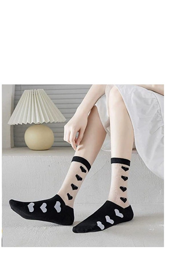 Womens Sheer Socks, Summer Transparent Thin Mesh Lace Elastic Socks Crystal Glass Silk Sheer Short Stockings Socks, Lightweight Breathable Ventilation Ankle Socks (3Pairs) - Image 4
