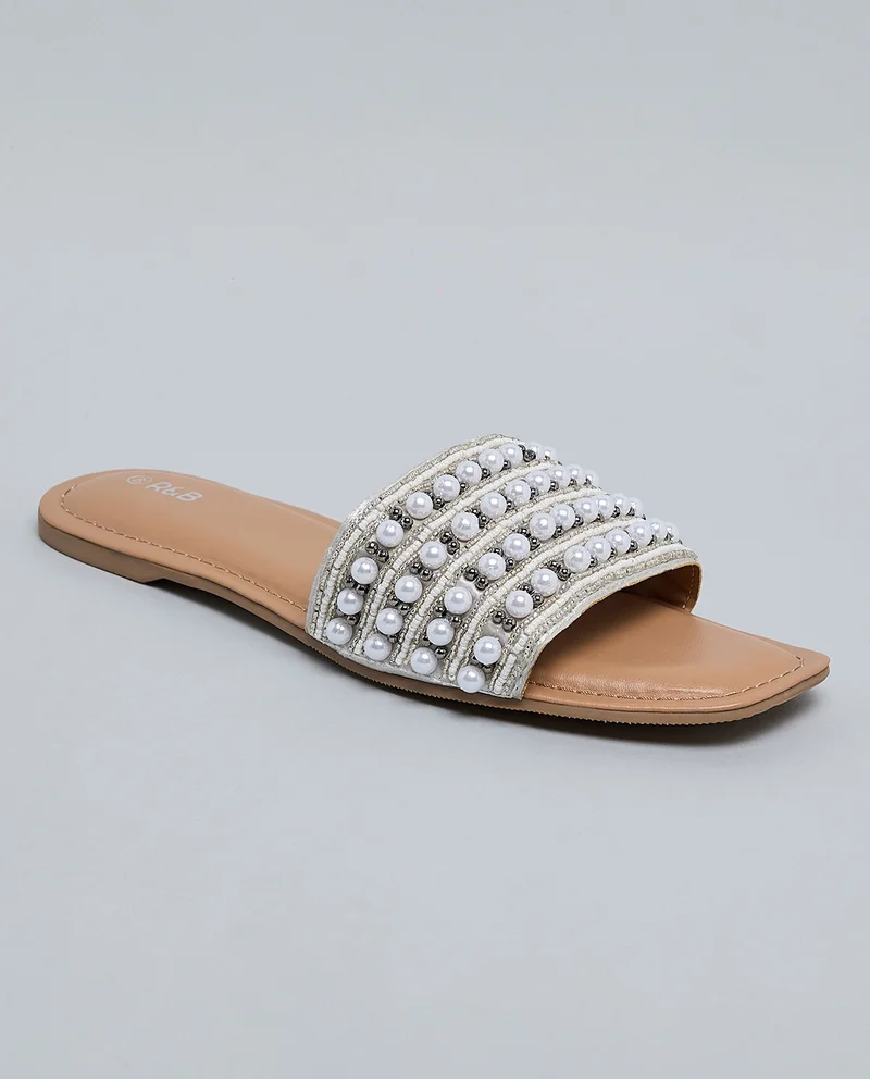 أر أند بي Pearl Embellished Flat Sandals