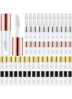 Patelai 100 Pieces 1.2 ml Clear Mini Lip Gloss Tube Refillable Empty Lip Balm Gloss Containers Bottles Transparent Mini Lipstick Containers for Women Girls DIY Makeup (Gold, Rose Gold, Black, Silver)  - Image 1