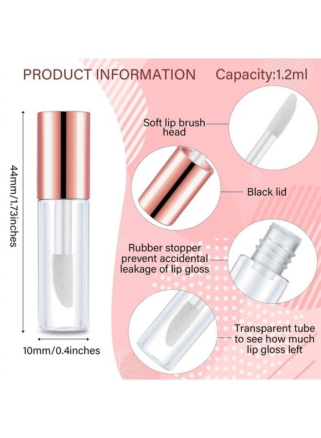 Patelai 100 Pieces 1.2 ml Clear Mini Lip Gloss Tube Refillable Empty Lip Balm Gloss Containers Bottles Transparent Mini Lipstick Containers for Women Girls DIY Makeup (Gold, Rose Gold, Black, Silver) - Image 2