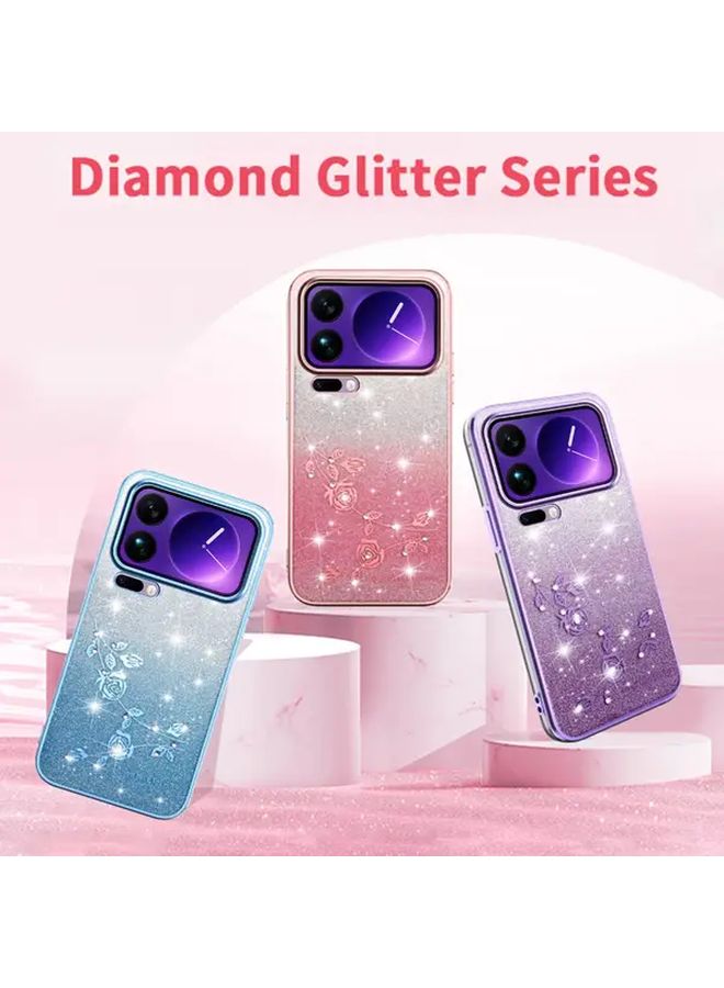 Purple Gradient Glitter Shockproof Phone Case For Xiaomi 17 Pro With Raised Camera Cutout Air Guard Corners Trendy Design Stylish Cover Special Occasion Gift - Image 3