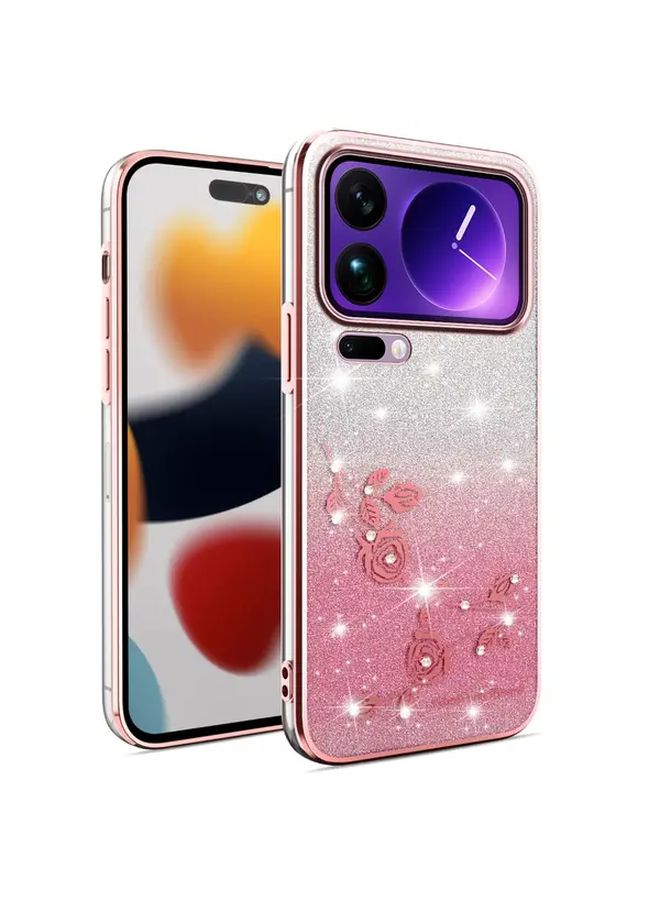 Purple Gradient Glitter Shockproof Phone Case For Xiaomi 17 Pro With Raised Camera Cutout Air Guard Corners Trendy Design Stylish Cover Special Occasion Gift - Image 1