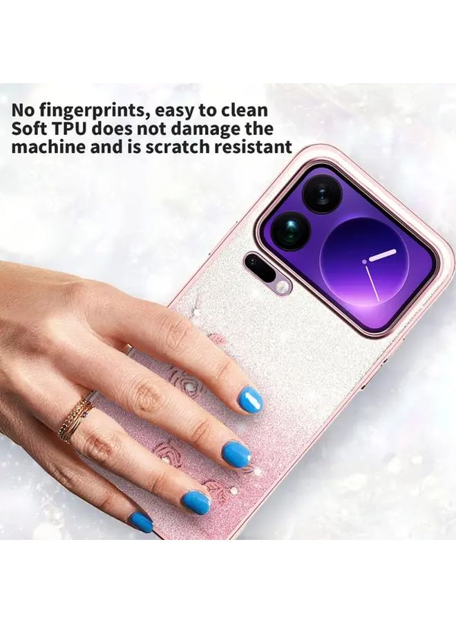Purple Gradient Glitter Shockproof Phone Case For Xiaomi 17 Pro With Raised Camera Cutout Air Guard Corners Trendy Design Stylish Cover Special Occasion Gift - Image 5