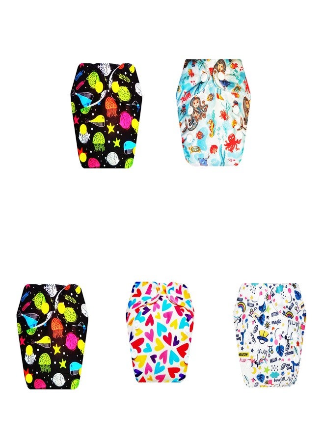 Dumbledo Premium Newborn Cloth Diaper with Integrated Insert (Pack of 5) | Hypoallergenic | Reusable & Washable | Adjustable Snaps | Worry-Free Diapering | 0 - 4 Months | Unisex Baby - Image 1