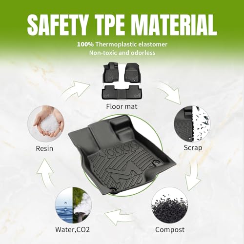 CMVT Auto TPE Automotive Floor Mats & Cargo Liner Custom for Ford Escape 2020-2025 (NOT Fit Hybrid), All Weather Cover Protection Waterproof Black Floor Liner Front & Rear Row Full Set Car Mats, 4PCS - Image 3