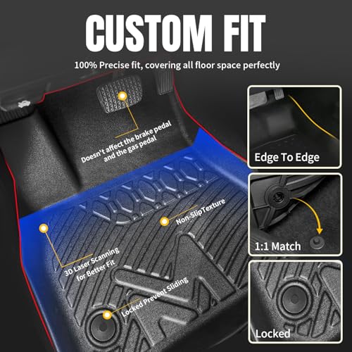 CMVT Auto TPE Automotive Floor Mats & Cargo Liner Custom for Ford Escape 2020-2025 (NOT Fit Hybrid), All Weather Cover Protection Waterproof Black Floor Liner Front & Rear Row Full Set Car Mats, 4PCS - Image 2