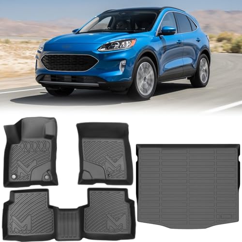 CMVT Auto TPE Automotive Floor Mats & Cargo Liner Custom for Ford Escape 2020-2025 (NOT Fit Hybrid), All Weather Cover Protection Waterproof Black Floor Liner Front & Rear Row Full Set Car Mats, 4PCS - Image 1