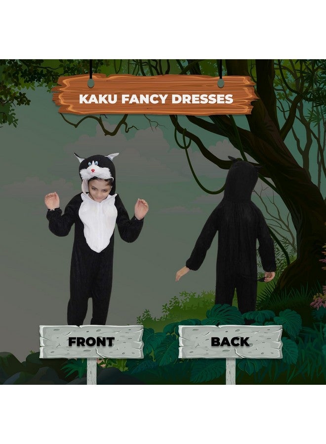 Kaku Fancy Dresses Fleece Cat Domestic Pet Animal Costume For Kids - Black, 7-8 Years | Animal Fancy Dress For Boys & Girls - Image 3
