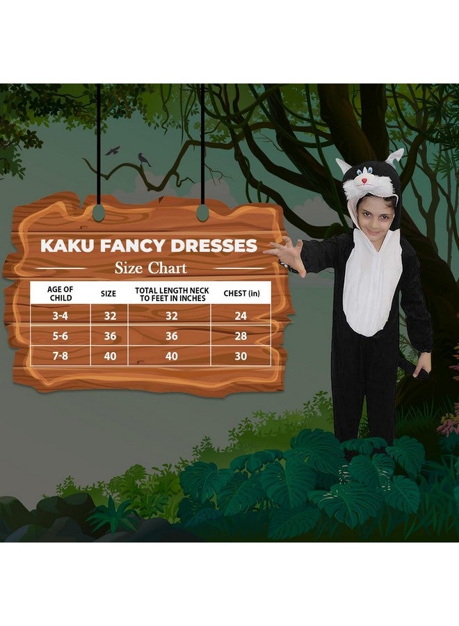 Kaku Fancy Dresses Fleece Cat Domestic Pet Animal Costume For Kids - Black, 7-8 Years | Animal Fancy Dress For Boys & Girls - Image 4
