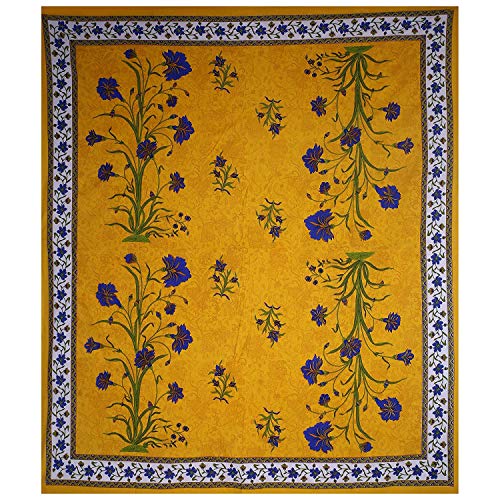 Ealth Kart Cotton Comfort 151 TC Rajasthani Jaipuri Traditional King Size 1 Double Bedsheet with 2 Pillow Covers - Yellow, Queen - Image 3