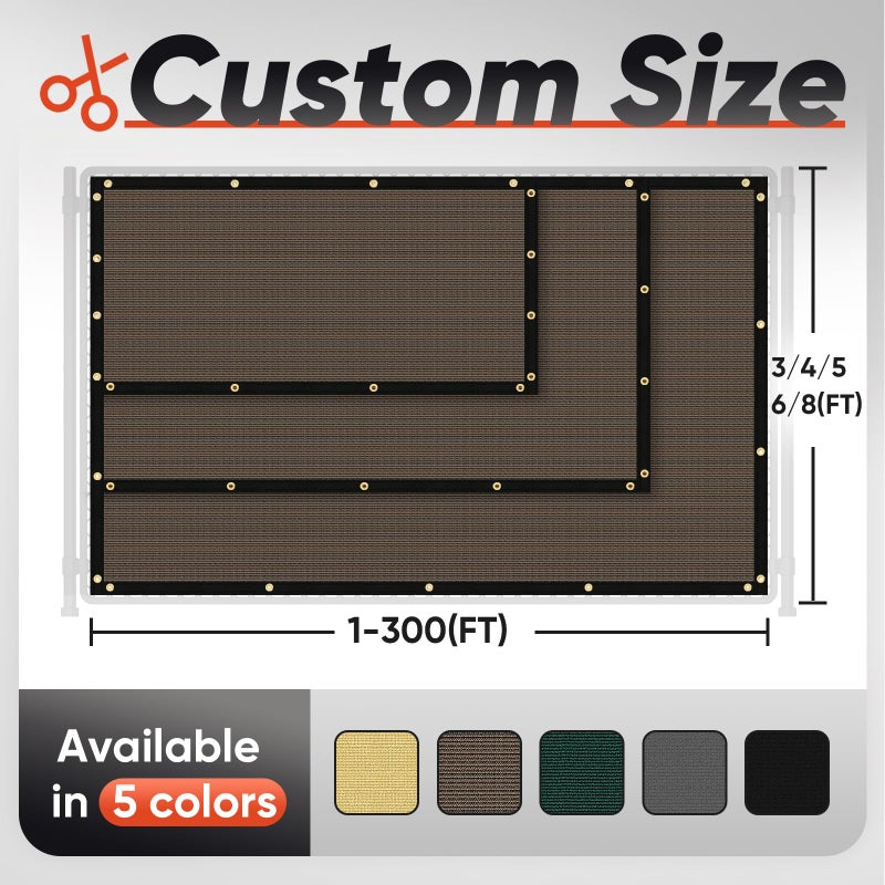 Cisvio 5ft x50ft Privacy Screen Fence 90% Blockage Heavy Duty Protective Covering Mesh Fencing for Outdoor Patio Pool Balcony Brown - Image 2