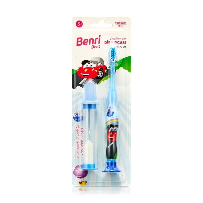 Benri- Dent Sandglass Children's Toothbrush Blue (Soft) -Made in Türkiye