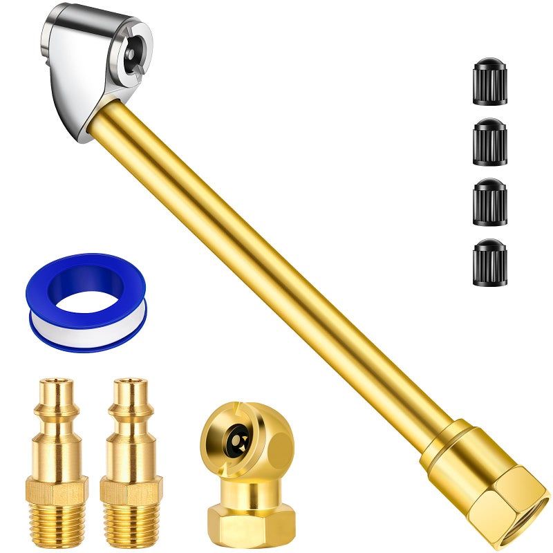 LUMITECO Dual Head Air Chuck Set Heavy Duty Closed Ball Tire Chuck with 14 Male NPT Quick Plug for 2Way Quick Connection No Leakage Tire Air Fill Kit for Tire Inflator Gauge and Air Compressor - Image 3