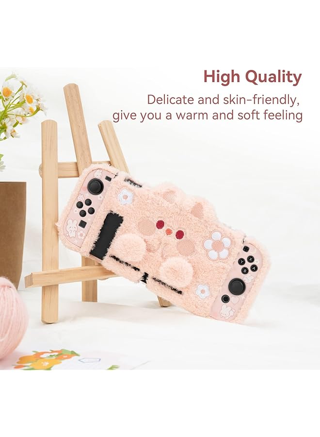 GEEKSHARE Cute Plush Protective Case Cover Compatible With Nintendo Switch And Joy Con Shock Absorption And Anti Scratch Plush Bunny - Image 5