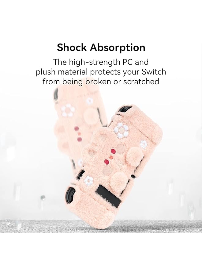 GEEKSHARE Cute Plush Protective Case Cover Compatible With Nintendo Switch And Joy Con Shock Absorption And Anti Scratch Plush Bunny - Image 3